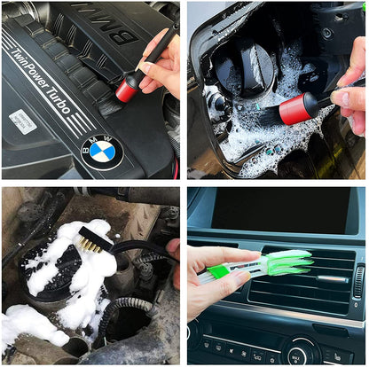10Pcs Auto Car Detailing Brush Set Car Interior Cleaning Kit Includes 5 Boar Hair Detail Brush,3 Wire Brush, 2 Air Vent Brush for Cleaning Car Interior Exterior, Dashboard Engines Leather Wheel